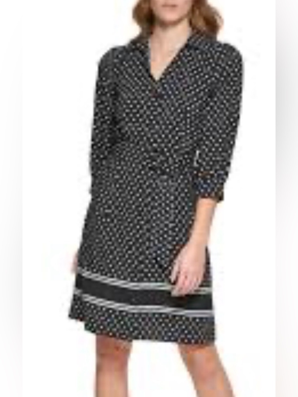 Karl Lagerfeld Paris Heart-Print Shirtdress in the signature "Black/Soft White